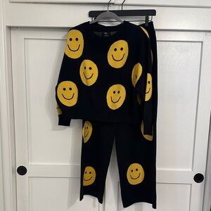 Lala Black and Yellow Smiley Pajama Set